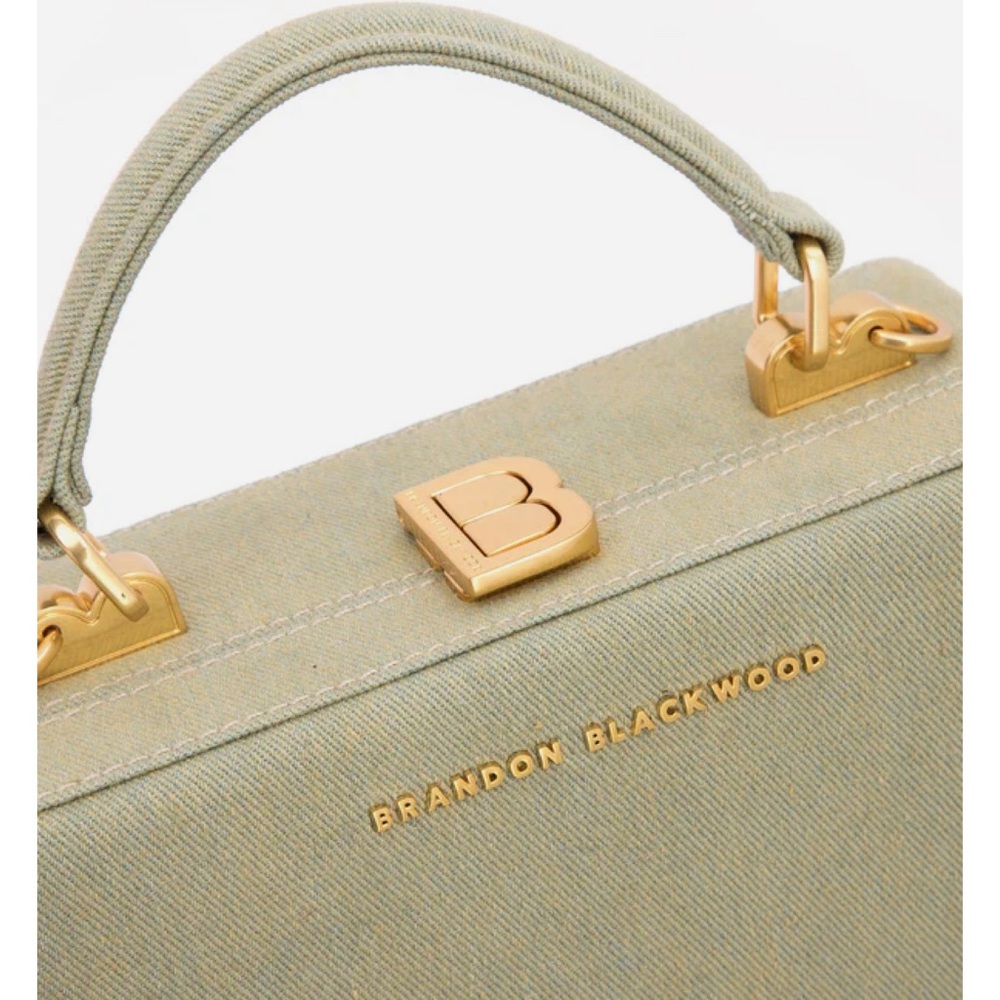 Brandon Blackwood Green Satchel with Gold Hardware